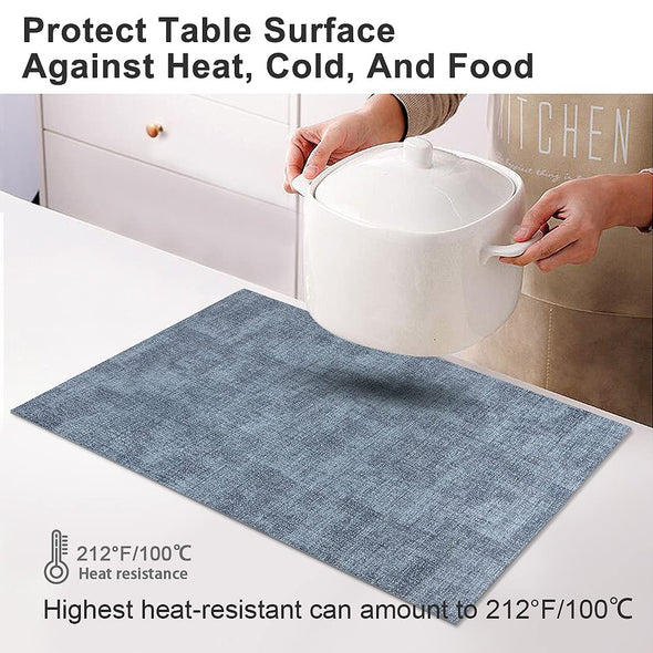 LANDVIEW PU Leather Heat Resistant Placemats Set of 6, Waterproof Anti-Slip