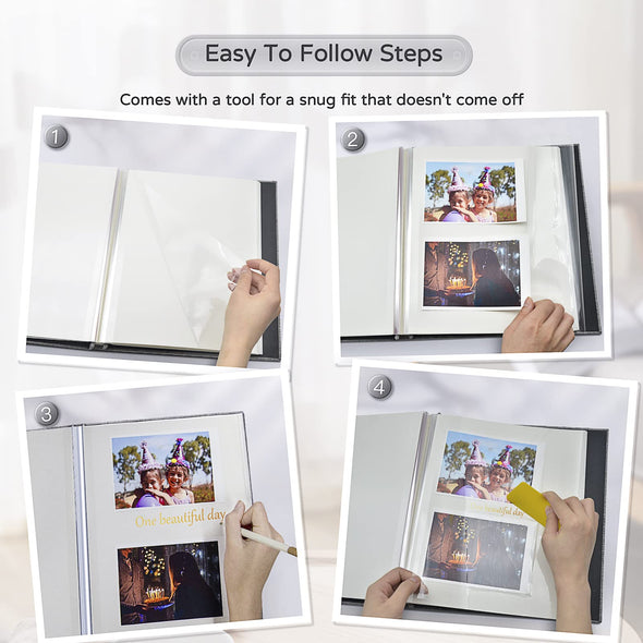 Popotop Scrapbook Album, DIY Picture Book with Metal Pen and Plastic Board