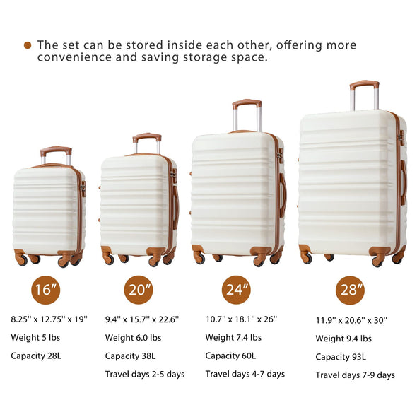 6 Piece Hardshell Carry on Luggage Sets with TSA Lock and Spinner Wheels