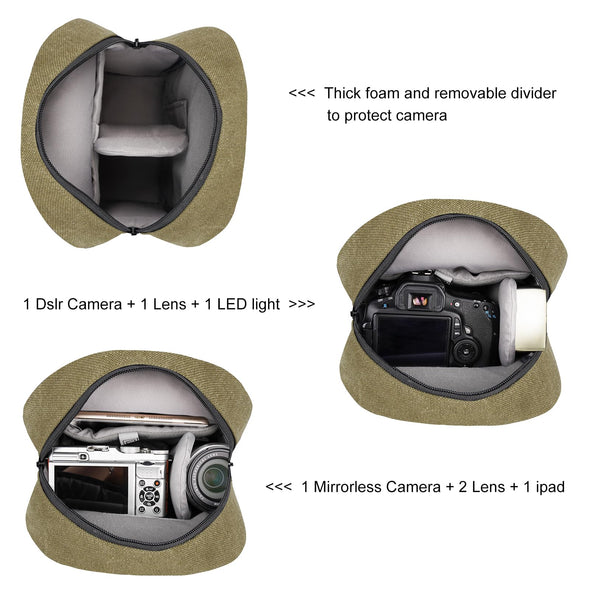 TULLIO Small Camera Bag, Crossbody for Photographer Canvas Sling Bag, Waterproof Dslr Bag Compatible with Nikon Sony