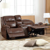 EBELLO Genuine Leather Manual Loveseat Recliner, Reclining Sofa Chair with Cup Holder, Hidden Storage, Couch Set for Living Room, Bedroom Furniture,Meeting Room, Brown (Loveseat)