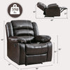 ANJ Faux Leather Manual Sofa Recliner with Overstuffed Arm and Back - Dark Brown