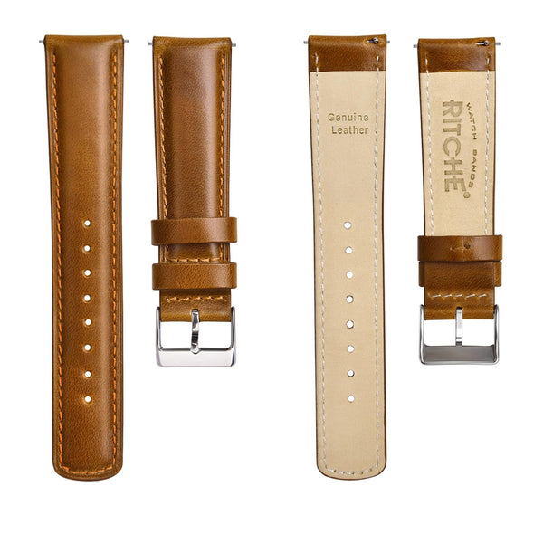 Ritche Quick Release Genuine Leather Watch Bands  with Stainless Steel Buckle