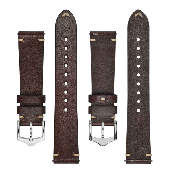 BISONSTRAP Hand-Stitched Leather Watch Bands for Men with Quick Release