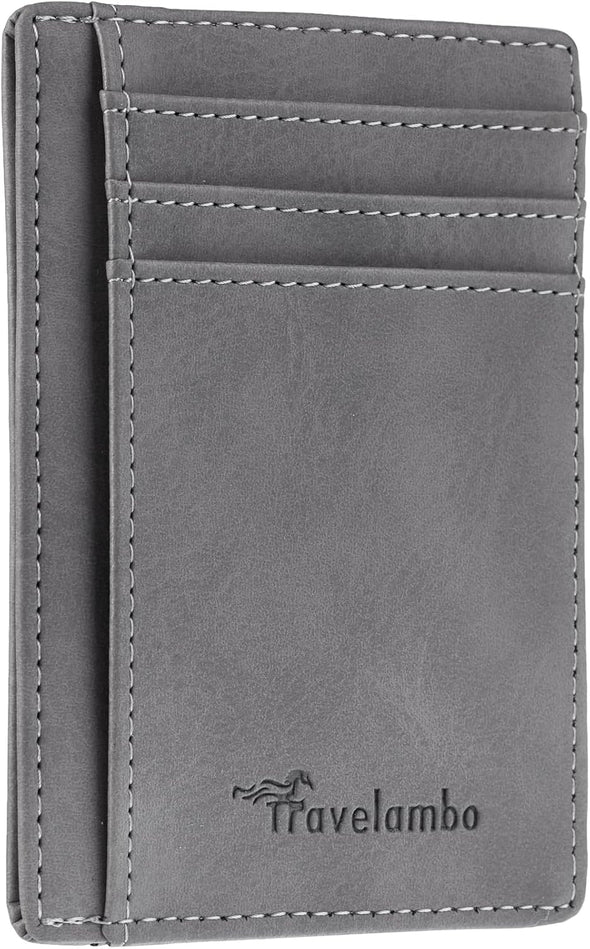 Slim Wallet Front Pocket Minimalist Leather RFID Blocking Medium Size