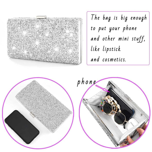 ELABEST Glitter Evening Clutch Bag, Double Sided Diamond Crossbody Bag