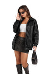 SAMPEEL Leather Jacket Women, Faux Motorcycle Bomber Coats