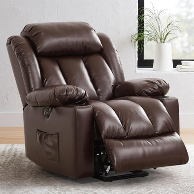 PARKOL Power Lift Leather Recliner for Elderly with Massage and Heat, 2 Cup Holders, Electric Stand Assist, USB Ports