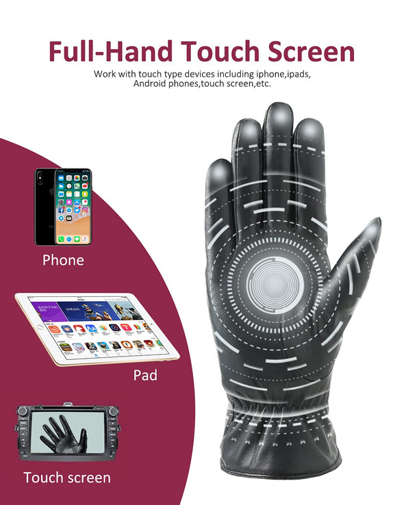 FEIQIAOSH Winter Sheepskin Gloves for Women, Fleece Lining Touch Screen Glove