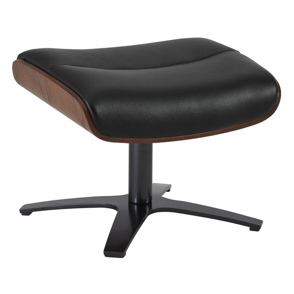 CHITA Genuine Leather Reclining Swivel Chair with Adjustable Headrest and Ottoman Black