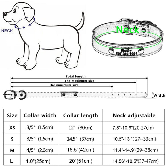 IWKWUZILM Custom Personalized Leather Dog Collars & Nameplate for all breeds, Choose from 7 colors