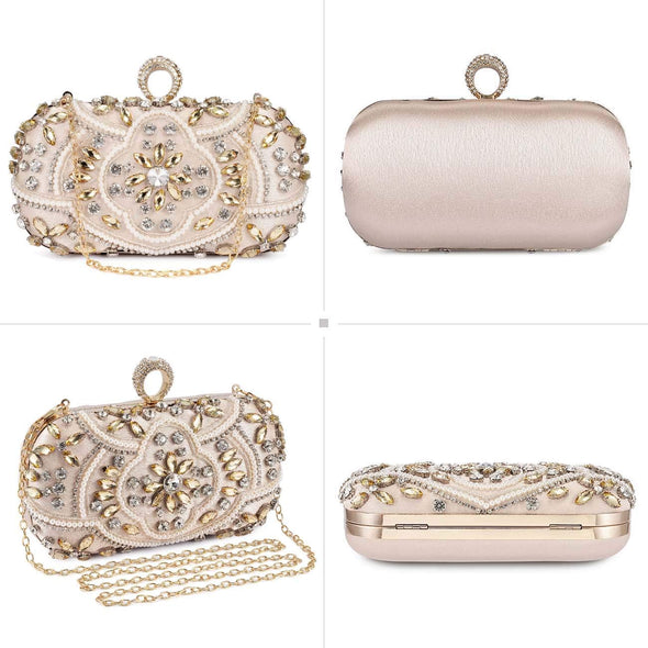 UBORSE Beaded Clutch Purses Wedding Crystal Evening Bag