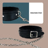 Bilisee Leather Choker Dog Collars - Soft Inner Fur with Detachable Leash Chain & Alloy Buckle, Black