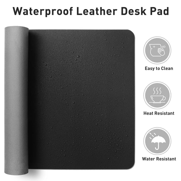 Aothia Non-Slip PU Leather Desk Pad Mouse Pad for Office and Home, Black, 31.5" x 15.7"