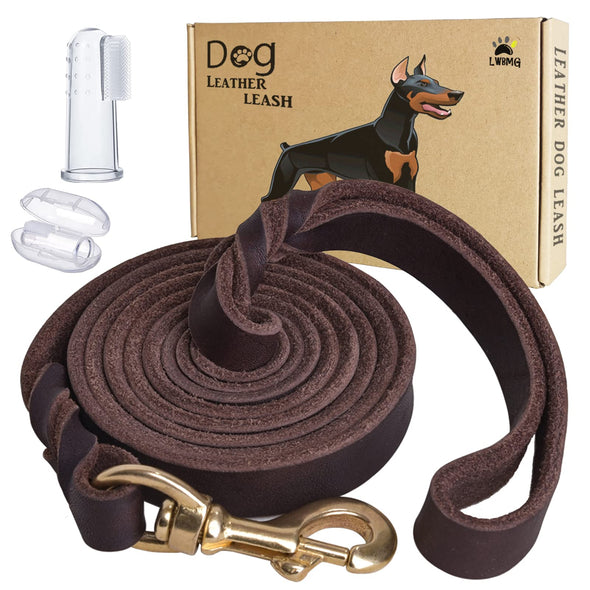 LWBMG Leather Heavy Duty Dog Leash 6ft for All Size Dog