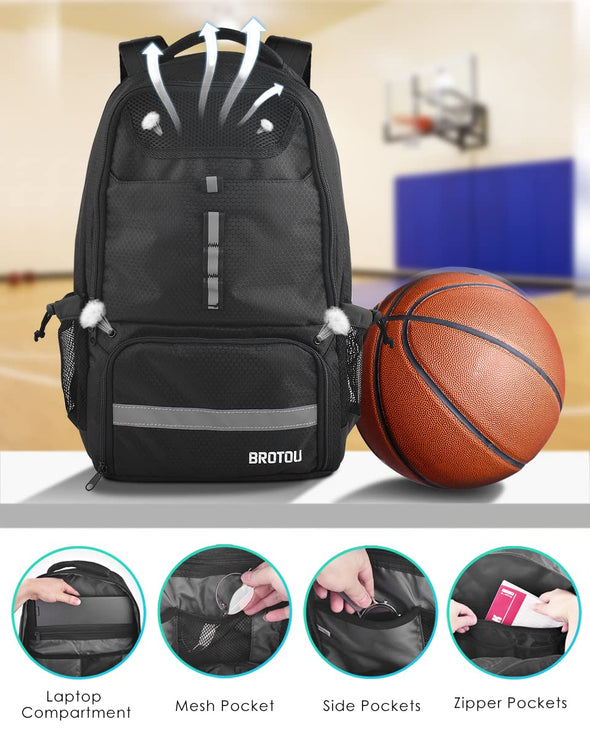 BROTOU Basketball Backpack with Shoes Compartment for Soccerball Basketball Volleyball