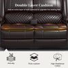 Yolsali Loveseat Recliner Sofa, Manual Reclining Loveseat with Removable Armrest, Faux Leather Recliner Loveseat for Adults with 2-Tier Cushions, USB Charging Ports, Cup Holders - Brown