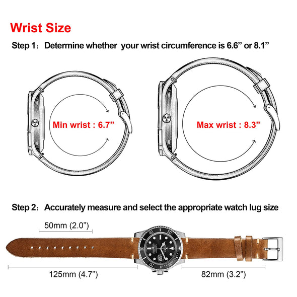 hemsut h Leather Watch Bands for Men, Horween Quick Release Vintage Watch Strap