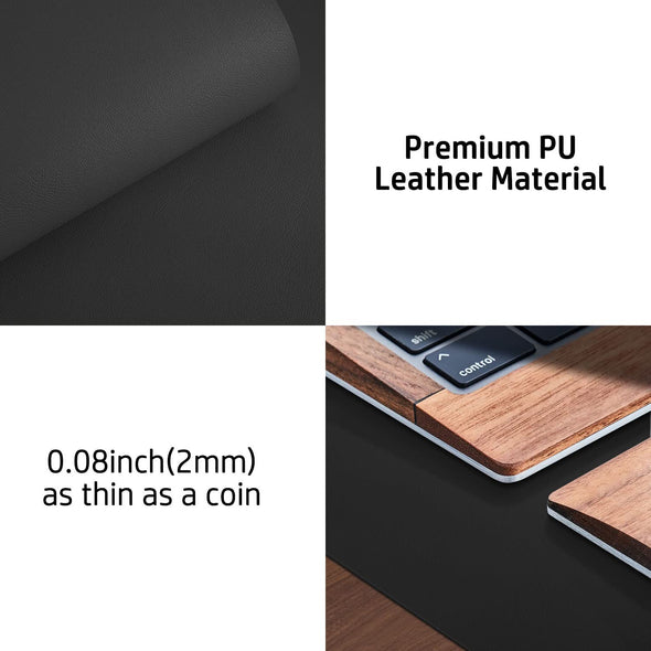 Aothia Non-Slip PU Leather Desk Pad Mouse Pad for Office and Home, Black, 31.5" x 15.7"