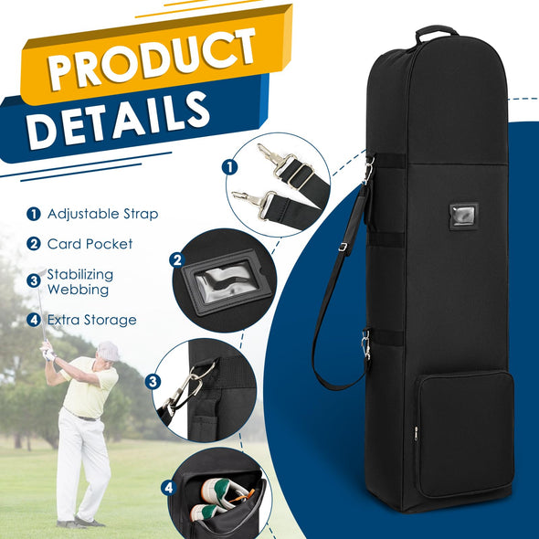 DAREKUKU Golf Travel Covers for Airlines with Detachable Shoulder Straps, Soft Foldable Golf Club Travel Bags, 900D Heavy Duty Oxford -Universal Size, Black