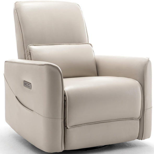 Korser Electric Swivel Faux Leather Recliner Chair with Side Pockets Type-C & USB Ports