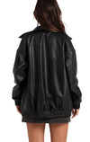 SAMPEEL Leather Jacket Women, Faux Motorcycle Bomber Coats