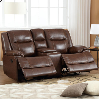 EBELLO Genuine Leather Manual Loveseat Recliner, Reclining Sofa Chair with Cup Holder, Hidden Storage, Couch Set for Living Room, Bedroom Furniture,Meeting Room, Brown (Loveseat)