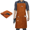 QeeLink Cowhide Welding Work Apron with 6 Tool Pockets, 24" x 36", Adjustable M-XXXL