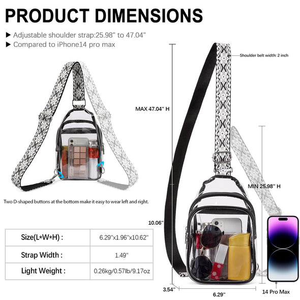 CLUCI Clear Crossbody Bag for Stadium Events and Concerts