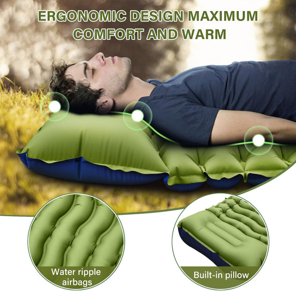 FUN PAC Ultralight Inflatable Sleeping Pad with Pillow & Inflatable Pump for Camping Traveling