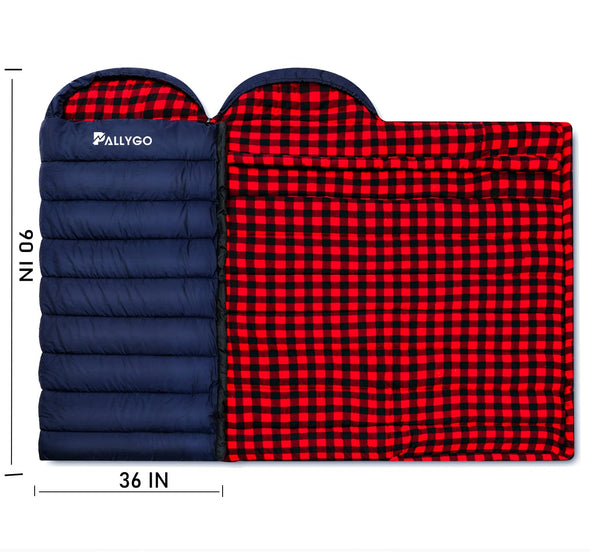 PALLYGO Adults 0 Degree Sleeping Bag, Cotton Flannel for Winter Cold Weather Camping