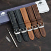 BISONSTRAP Vintage Crazy Horse Leather Watch Band with Stainless Steel Buckle