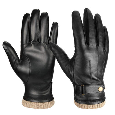 OZERO Winter Warm Gloves for Men, Nappa Leather Wool Touch screen Glove