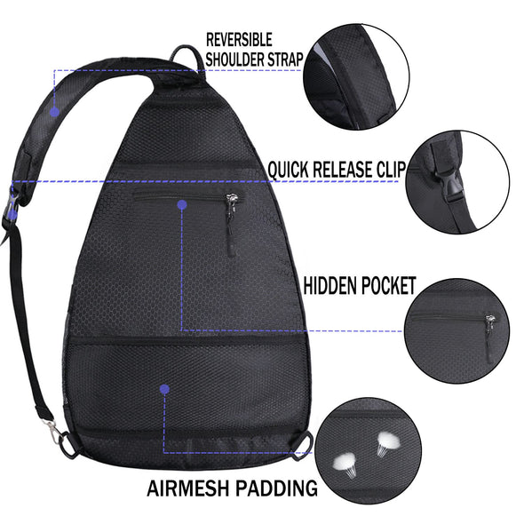 LLYWCM Pickleball Bag for Women & Men, Pickleball Sling Bag(Black)