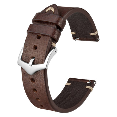 BISONSTRAP Hand-Stitched Leather Watch Bands for Men with Quick Release