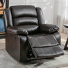 ANJ Faux Leather Manual Sofa Recliner with Overstuffed Arm and Back - Dark Brown