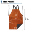 QeeLink Cowhide Welding Work Apron with 6 Tool Pockets, 24" x 36", Adjustable M-XXXL