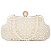 UBORSE Women Pearl Clutch Bag Crystal Beaded Evening Bag with Pearl Chain