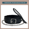 Bilisee Leather Choker Dog Collars - Soft Inner Fur with Detachable Leash Chain & Alloy Buckle, Black