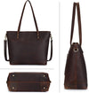 Vintage Genuine Leather Shoulder Bag Work Totes for Women Purse Handbag with Back Zipper Pocket Large