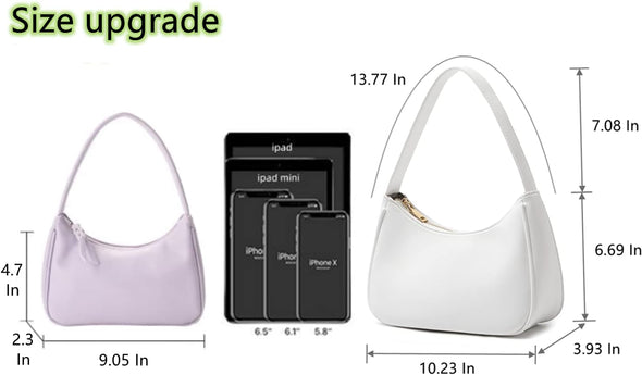 Shoulder Bags for Women, Cute Hobo Tote Handbag Mini Clutch Purse with Zipper Closure