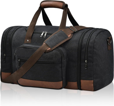 Duffle Bag for Travel, Carry on Bag Travel Bags for Men Canvas Travel Duffel Bag Overnight Weekend Gym Bag Carry on Luggage Bags Black