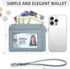 Credit Card Holder for Women Small Wallet RFID Leather Slim Wristlet Keychain Wallet with Zipper Pocket, ID Window (Cros Blue)