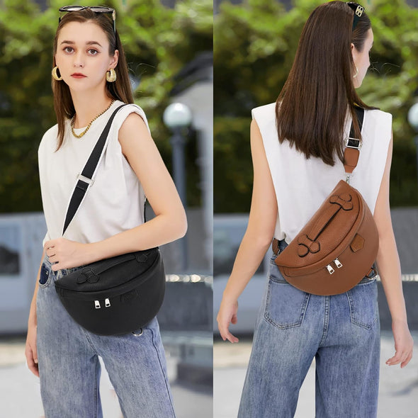 Crossbody Bags for Women - Fashion Sling Purse Shoulder Bag Fanny Pack Leather Causal Chest Bum Bag Cross Body Purse