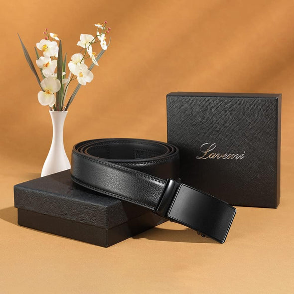 Men'S Real Leather Ratchet Dress Casual Belt, Cut to Exact Fit,Elegant Gift Box