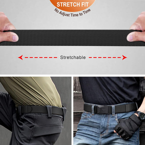 Tactical Belt for Men, Men Stretch Nylon Web Gift Belt 1.5"-Hiking Rigger Military Work-Quick Release