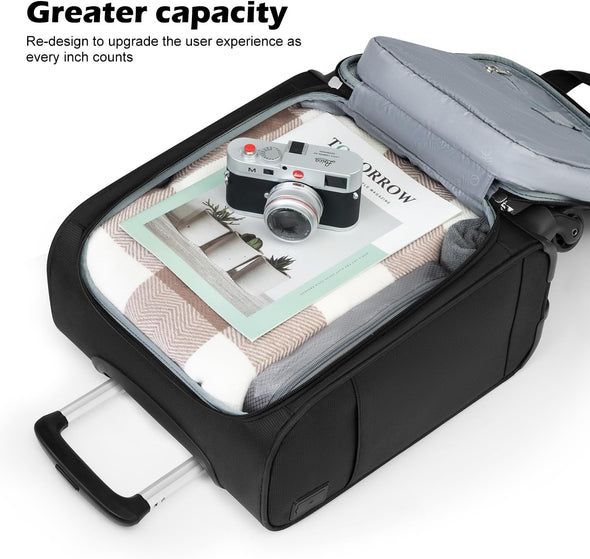 Luggage Underseat Luggage Carry on Suitcase Softside Luggage Lightweight Rolling Travel Bag Spinner Luggage