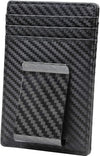 Money Clip for Men Carbon Fiber Clip Wallet Leather Slim Minimalist Card Holder RFID Blocking (Weaved Black)