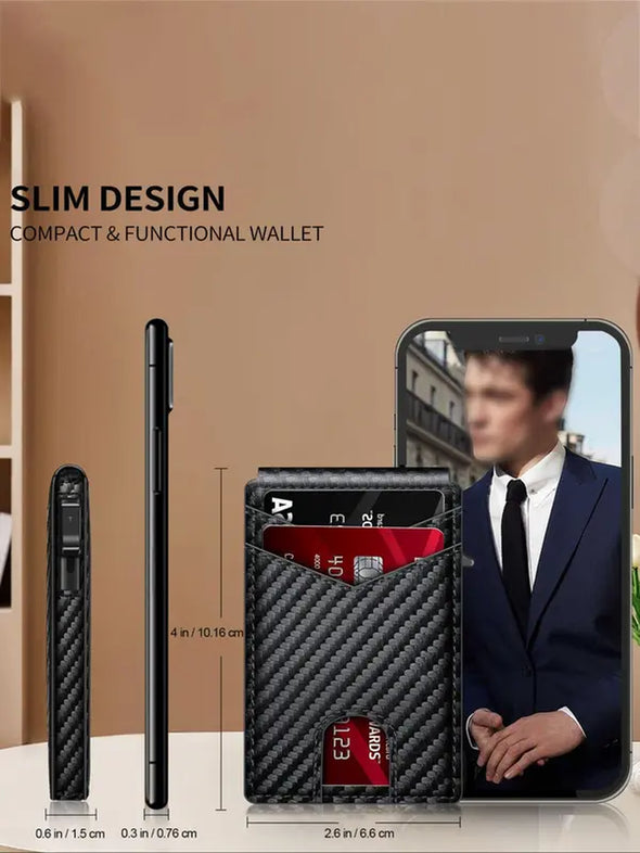 Men'S Black RFID Blocking Card Holder, Plain Color Pop up Pocket Card Holder, Business Style Simple Style Slim Credit Card Holder, Minimalist Style Wallet for Men for Daily Use