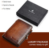 Mens Wallet Zipper Genuine Leather RFID Card Holders Cowhide Zip Coin Pocket Bifold Wallets for Men